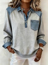 Sweat-shirt à revers design patchwork pour femmes